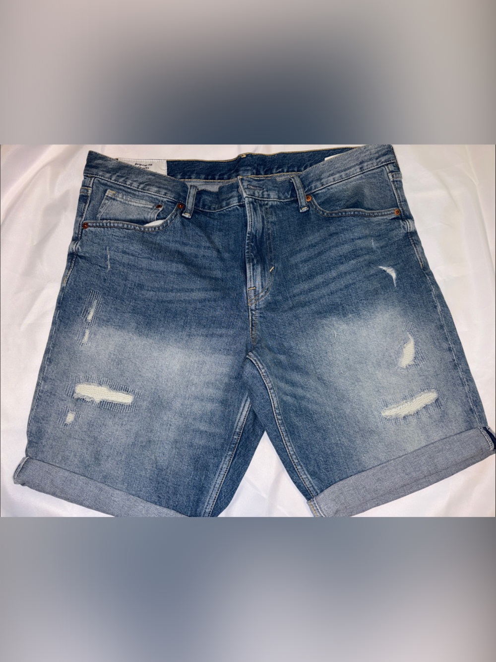 H&M Men's Distressed Denim Shorts - Blue size 38